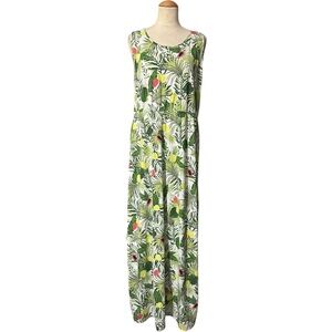 Esmara Tropical Jersey Knit Maxi Dress Green XL